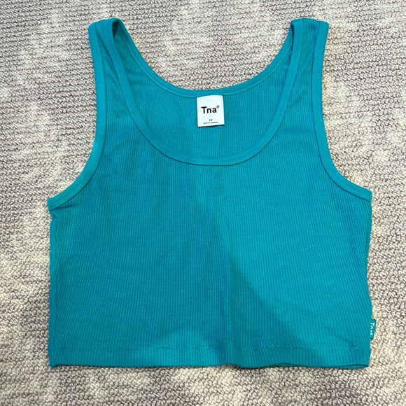 TNA Tops - Tan teal cropped tank